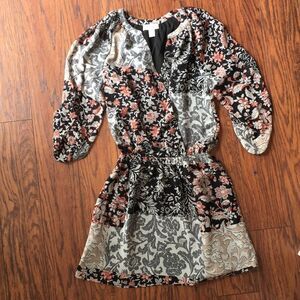 Loft blouson patchwork print dress. XS